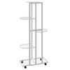 vidaXL Soporte para flores 5 alturas ruedas hierro blanco 44x23x100cm