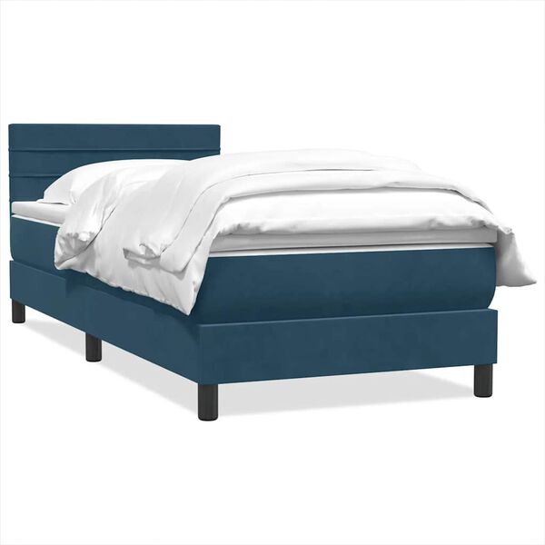 vidaXL Cama box spring con colch&oacute;n terciopelo azul oscuro 80x220 cm