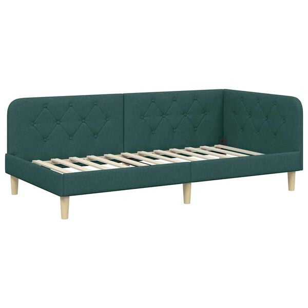 vidaXL Estructura de cama en esquina Verde oscuro 100 x 200 cm tela