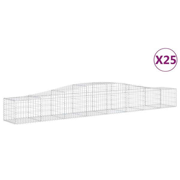 vidaXL Cestas de gaviones 25 uds forma de arco hierro 400x50x40/60 cm