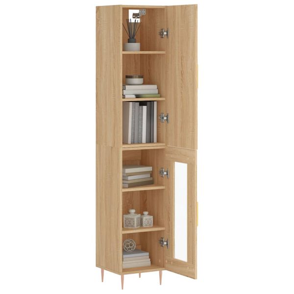 vidaXL Aparador de madera contrachapada roble Sonoma 34,5x34x180 cm