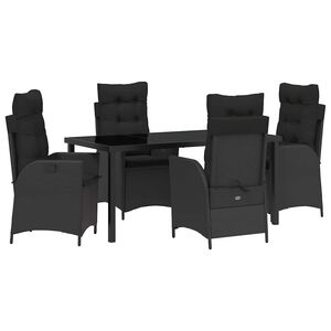 vidaXL Conjunto de Comedor de Jard&iacute;n 5 pcs Negro rat&aacute;n sint&eacute;tico