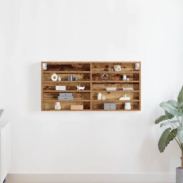 vidaXL Armario de Exhibici&oacute;n Madera envejecida 100 x 8,5 x 50 cm