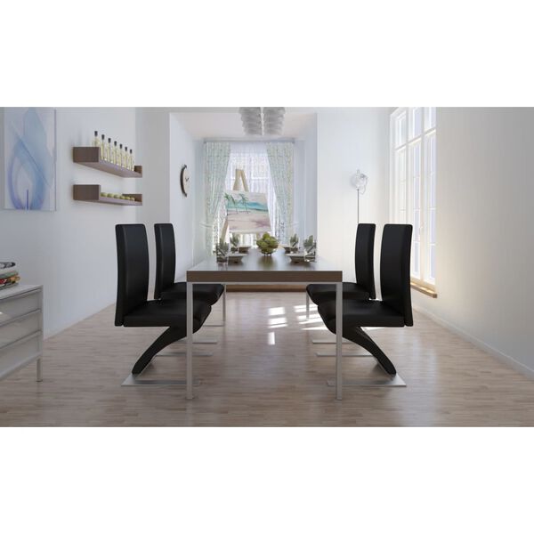 vidaXL Sillas de comedor 4 unidades cuero sint&eacute;tico negro