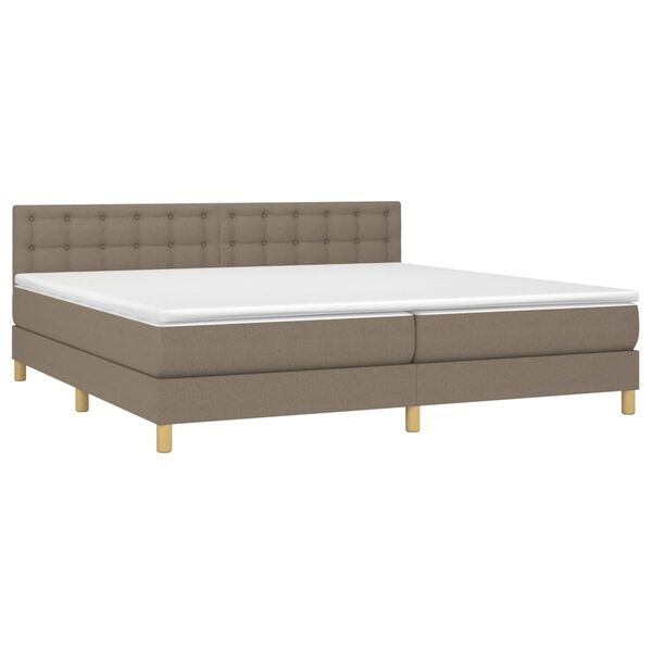 vidaXL Cama box spring con colch&oacute;n tela gris taupe 200x200 cm