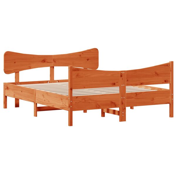 vidaXL Cama sin colch&oacute;n madera maciza pino marr&oacute;n cera 150x200 cm
