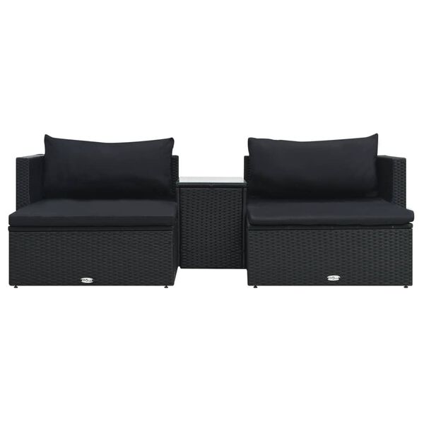 vidaXL Set muebles de jardín 5 piezas y cojines ratán sintético negro