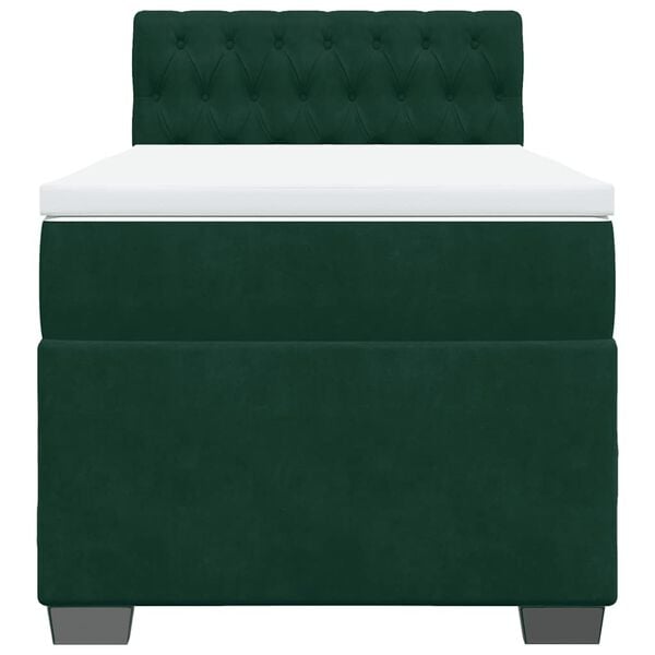 vidaXL Cama box spring con colch&oacute;n terciopelo verde oscuro 80x200 cm