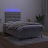 vidaXL Cama box spring colch&oacute;n y LED terciopelo gris claro 120x190 cm