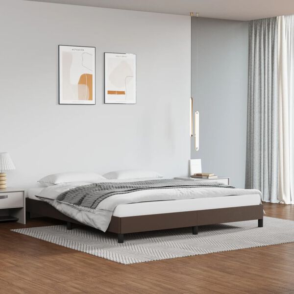 vidaXL Estructura de cama sin colch&oacute;n cuero sint&eacute;tico marr&oacute;n 180x200cm