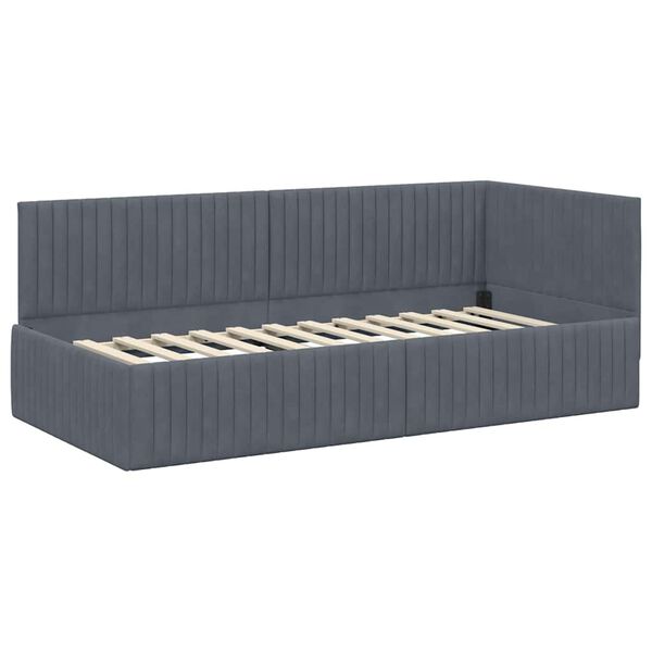 vidaXL Estructura de cama en esquina Gris oscuro 90 cm x 200 cm