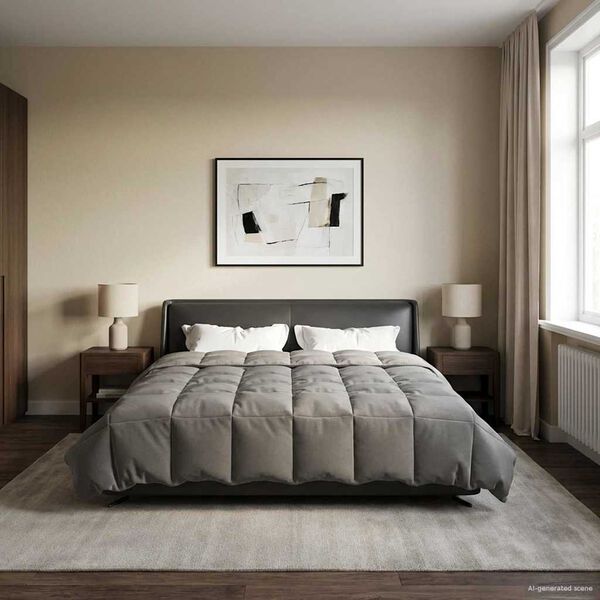 vidaXL Edred&oacute;n de Todo el A&ntilde;o Gris Claro 200 x 200 cm Microfibra