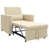 vidaXL Sofá Cama Individual con ruedas Crema 90 x 165 x 87 cm tela
