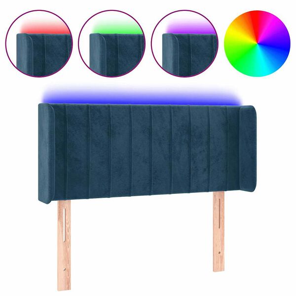 vidaXL Cabecero con LED de terciopelo azul oscuro 83x16x78/88 cm