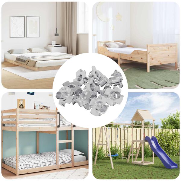 vidaXL Tuerca T dentada 7200 pcs Plateado M6 mm Acero