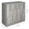 vidaXL Mueble de cajones madera ingenier&iacute;a gris hormig&oacute;n 71x35x68 cm