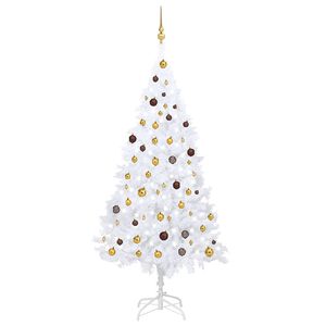 vidaXL &Aacute;rbol de Navidad preiluminado con luces y bolas blanco 210 cm