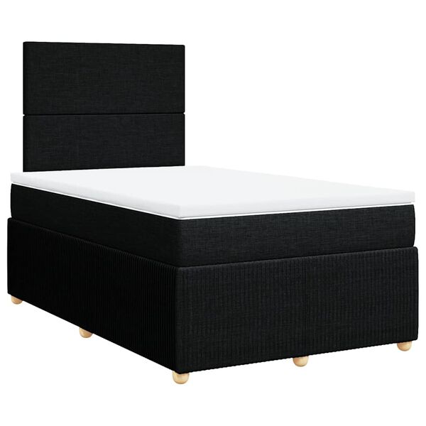 vidaXL Cama box spring con colch&oacute;n tela negro 120x200 cm