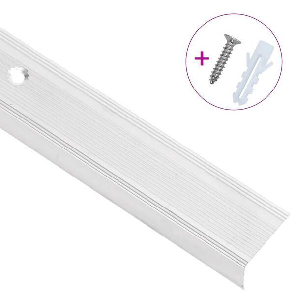vidaXL Perfiles de pelda&ntilde;os forma de L 5 uds aluminio plata 100 cm