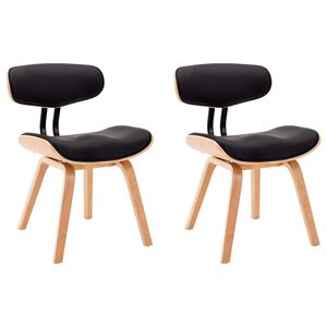 vidaXL Sillas de comedor 2 uds madera curvada y cuero sint&eacute;tico negro