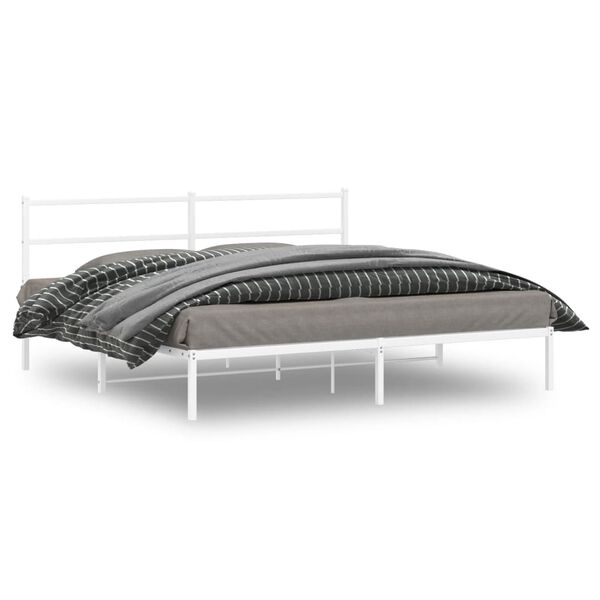 vidaXL Estructura cama sin colchón con cabecero metal blanco 200x200cm