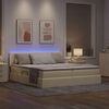 vidaXL Cama con tira de luces LED con cabecera Crema 180 x 200 cm tela