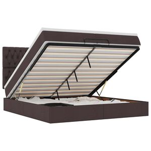 vidaXL Estructura cama otomana colchones tela marr&oacute;n oscuro 200x200cm