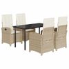 vidaXL Set comedor de jard&iacute;n 5 pzas con cojines rat&aacute;n sint&eacute;tico beige