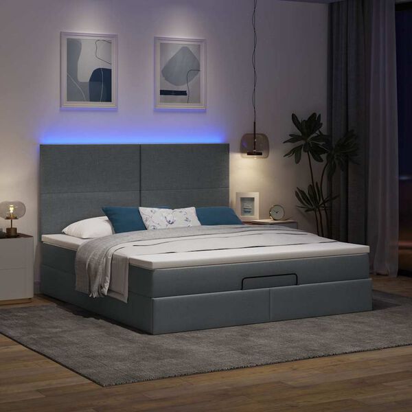 vidaXL Estructura cama otomana colch&oacute;n tela gris oscuro 180x200cm