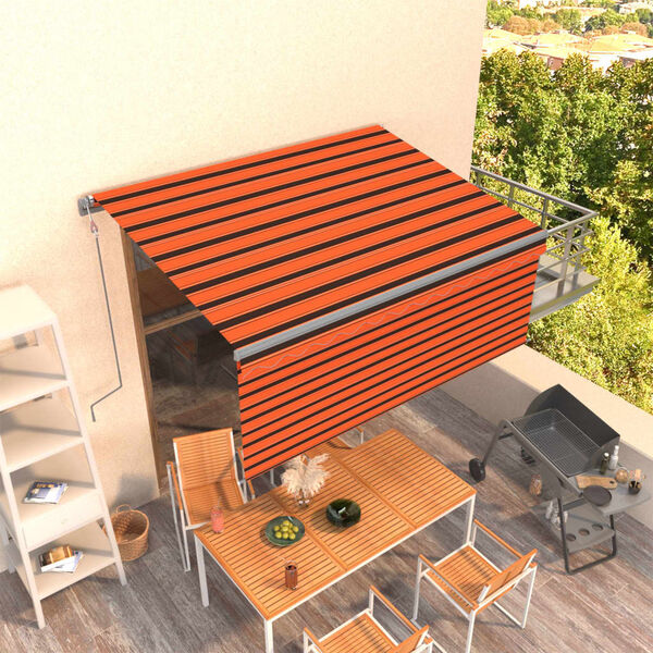 vidaXL Toldo retr&aacute;ctil autom&aacute;tico con persiana naranja y marr&oacute;n 3x2,5m
