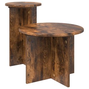 vidaXL Conjunto de mesas auxiliares 2 uds. Roble Ahumado &Oslash; 45 x 35 cm