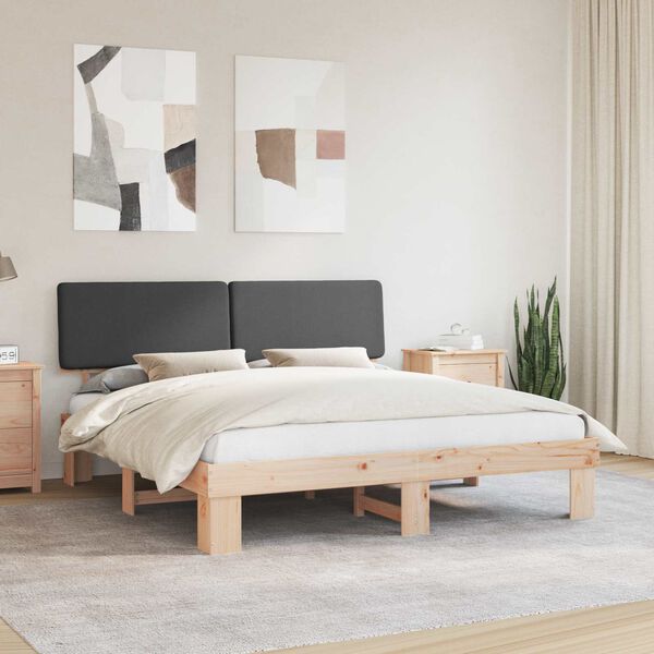 vidaXL Estructura de Cama con Cabecera Tapizada Gris oscuro