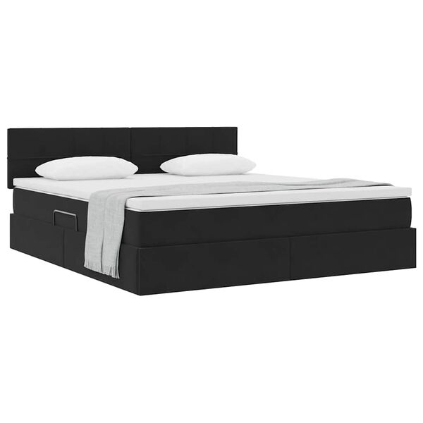 vidaXL Cama con almacenamiento Negro 180 x 200 cm Terciopelo