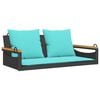 vidaXL Banco columpio con cojines rat&aacute;n sint&eacute;tico negro 109x62x40 cm