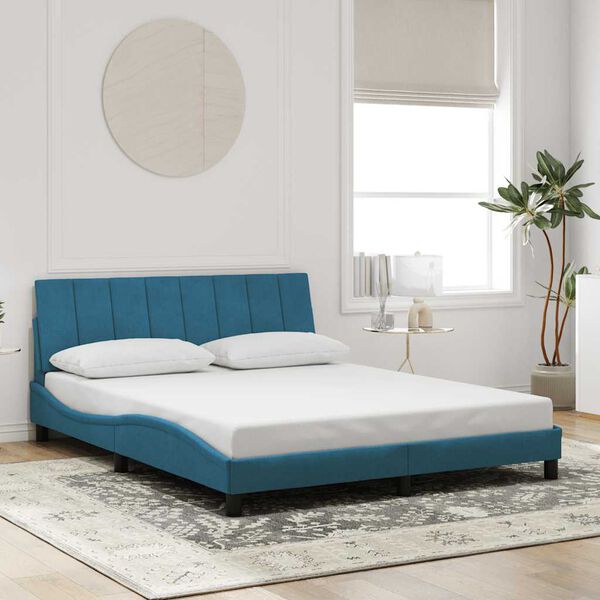 vidaXL Estructura de cama sin colch&oacute;n Hanko terciopelo azul 160x200 cm