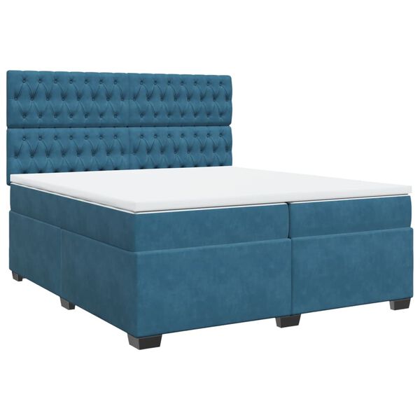 vidaXL Cama box spring con colch&oacute;n terciopelo azul 200x200 cm
