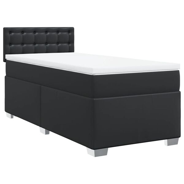 vidaXL Cama box spring con colchón cuero sintético negro 100x200 cm