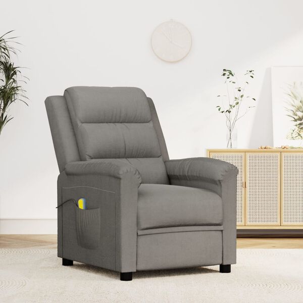 vidaXL Sillón de masaje de terciopelo gris claro