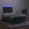 vidaXL Cama box spring colch&oacute;n y LED terciopelo verde oscuro 120x200cm