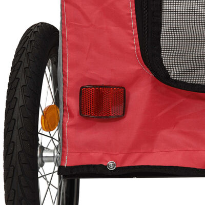 vidaXL Remolque de bicicleta mascotas hierro tela Oxford rojo gris