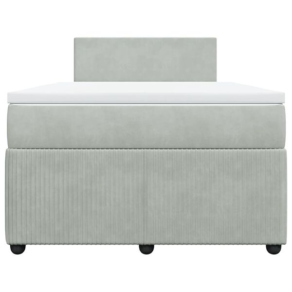 vidaXL Cama box spring con colch&oacute;n terciopelo gris claro 120x200 cm
