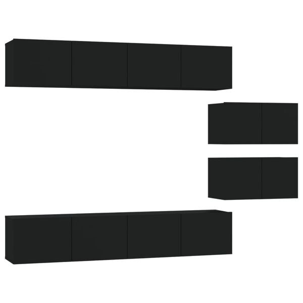 vidaXL Set de muebles para TV 6 piezas madera contrachapada negro