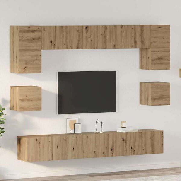 vidaXL Conjunto de mueble de TV 8 pcs Roble artesanal