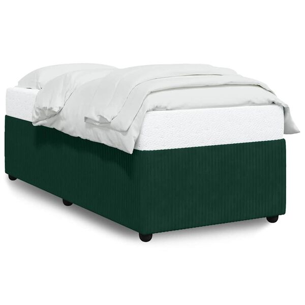 vidaXL Estructura de cama sin colch&oacute;n terciopelo verde oscuro 80x200cm