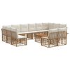 vidaXL Conjunto de sof&aacute;s de exterior 13 pcs Natural y Crema Poli&eacute;ster