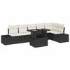 vidaXL Conjunto de sof&aacute; de jard&iacute;n 7 uds. Negro y crema rat&aacute;n sint&eacute;tico