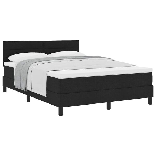 vidaXL Cama tipo Box Spring con colch&oacute;n Negro 140 x 200 cm tela