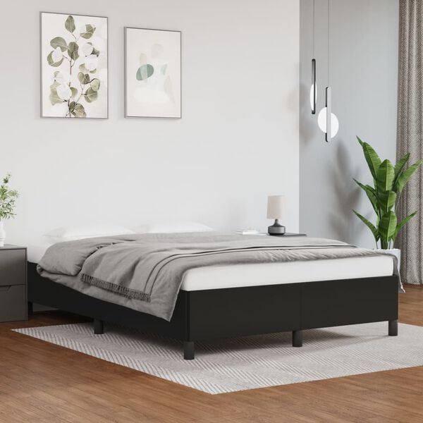 vidaXL Estructura de cama sin colch&oacute;n cuero sint&eacute;tico negro 140x190 cm