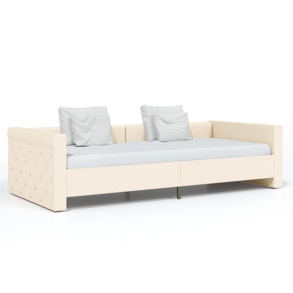 vidaXL Sof&aacute; cama USB de tela color crema 90x200 cm