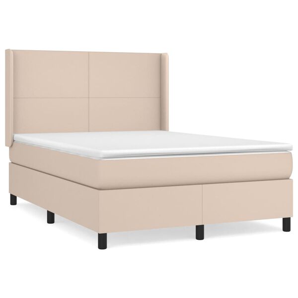 vidaXL Cama box spring con colch&oacute;n cuero sint&eacute;tico capuchino 140x190cm